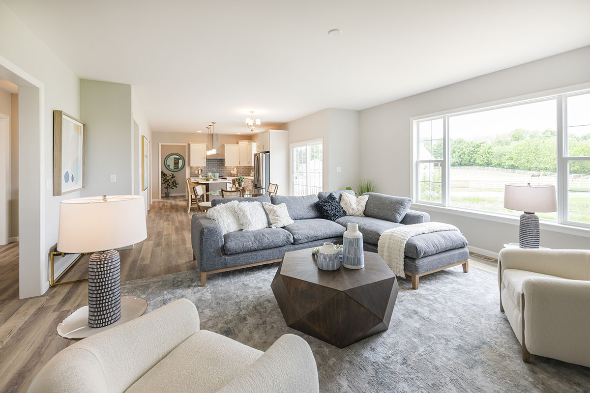 A farm scene outside this family room