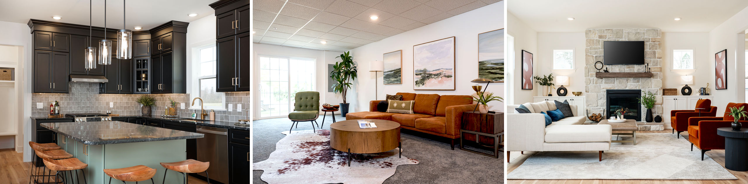 Kitchen, Family Room, and Living Room